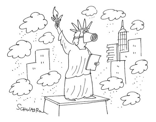 Statue of Liberty with Gas Mask