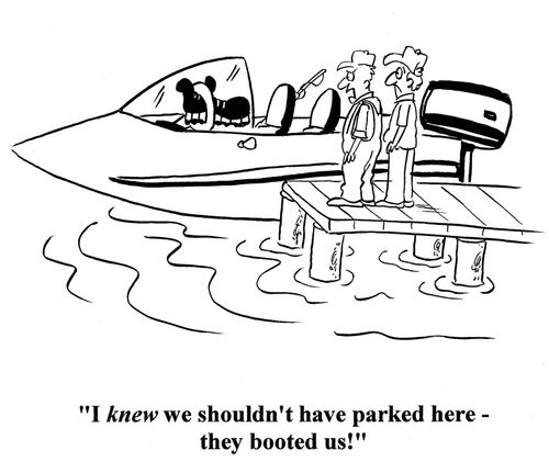 'I knew we shouldn't have parked here - they booted us!'