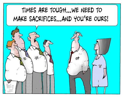 'Times are tough...we need to make sacrifices...and you're ours!'