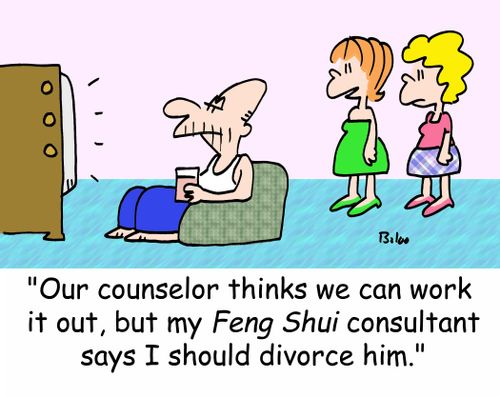 'Our counselor thinks we can work it out, but my Feng Shui consultant says I should divorce him.'