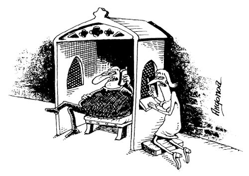 catholic confession via mobile phone in a confessions box