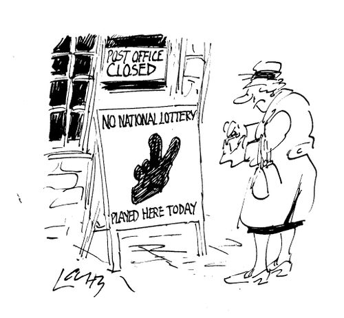 V sign - "No national lottery played here today"