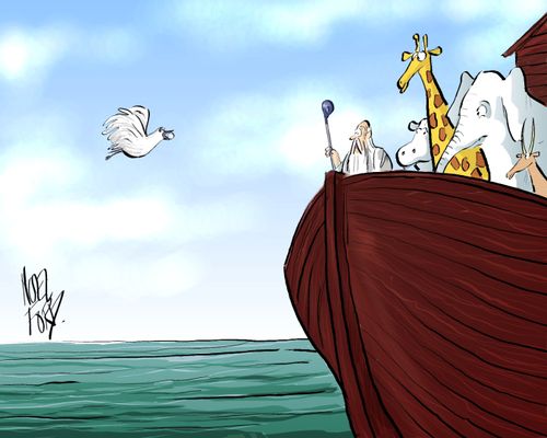 Dove returns to the ark carrying Noah's golf ball.