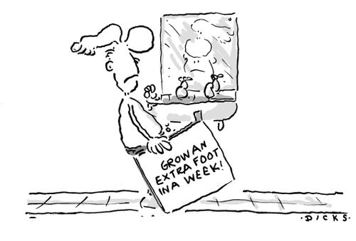 Box reads - Grow an extra foot in a week! (man has foot coming out of his head).