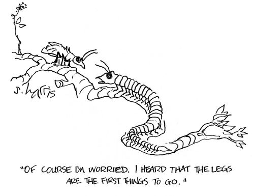 'Of course I'm worried.  I heard that the legs are the first things to go.'