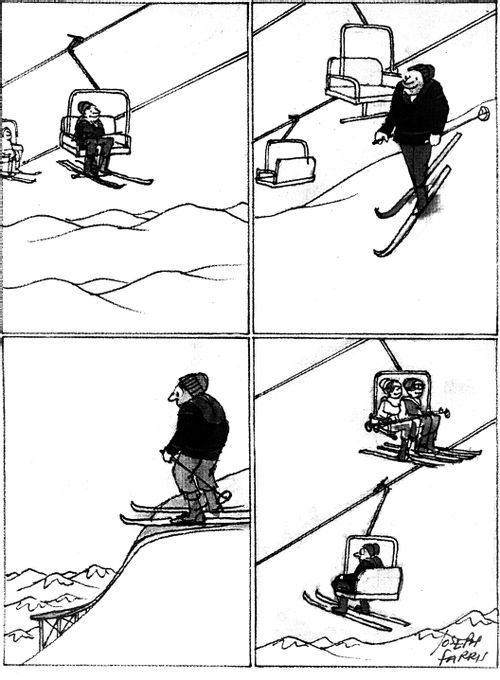 Skiing.
