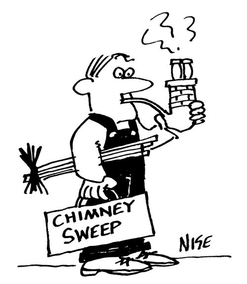 Chimney sweep has pipe like a chimney.