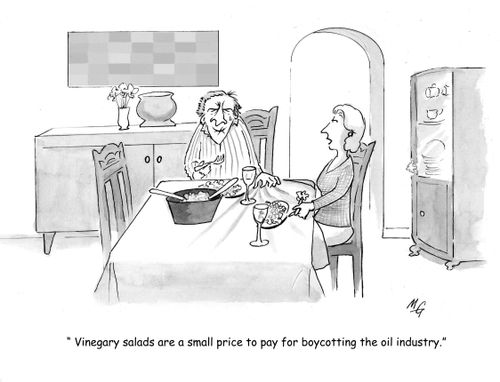 Vinegary salads are a small price to pay for boycotting the oil industry.