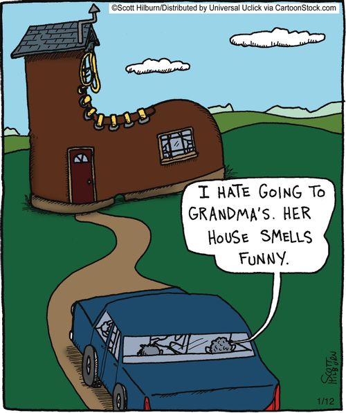 'I hate going to grandma's. Her house smells funny.'