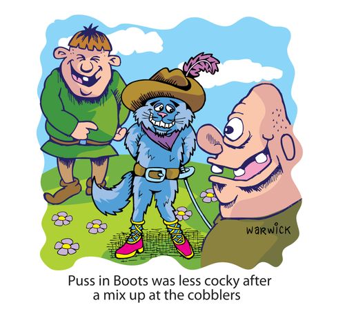 Puss in Boots was less cocky after a mix up at the cobblers