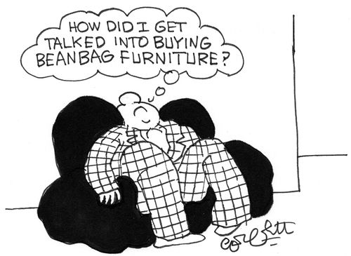 'How did I get talked into buying beanbag furniture?'