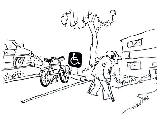Handicap parking space for bicycles
