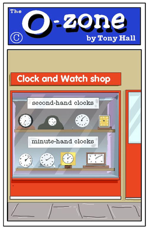 Clock and Watch Shop: Second-Hand Clocks and Minute-Hand Clocks.