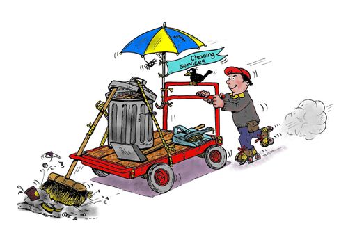 Cleaning service on skates.