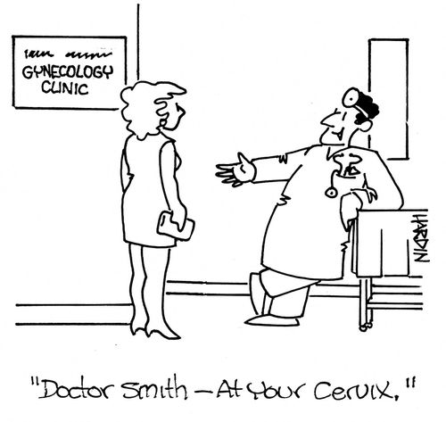 'Doctor Smith - At your cervix.'