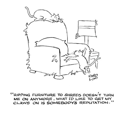 'Ripping furniture to shreds doesn't turn me on anymore. What I'd like to get my claws on is somebody's reputation.'