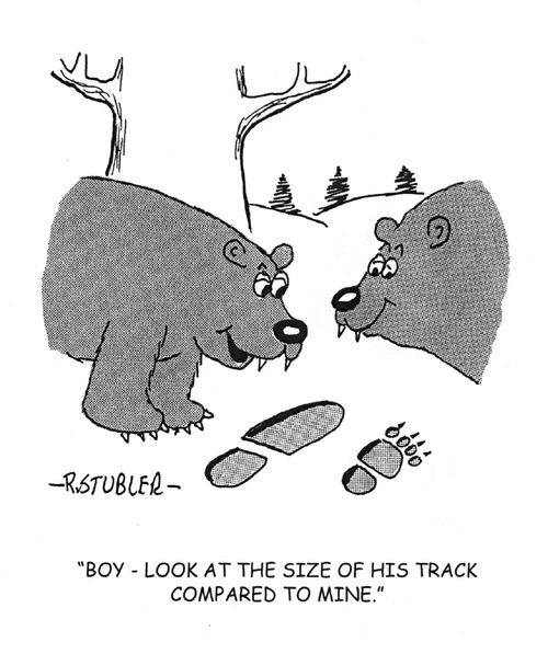 'Boy-look at the size of his track compared to mine.'