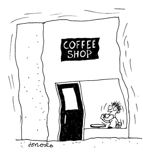 Twitching coffee shop.