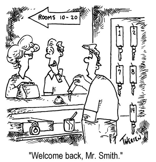 "Welcome back, Mr Smith."