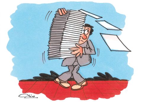 Man overloaded with paper
