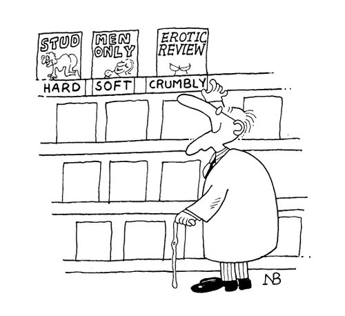 Top shelf magazines 'Hard',  'Soft' & 'Crumbly'