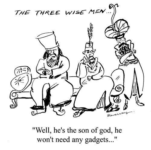 The Three Wise Men deciding on their gifts.