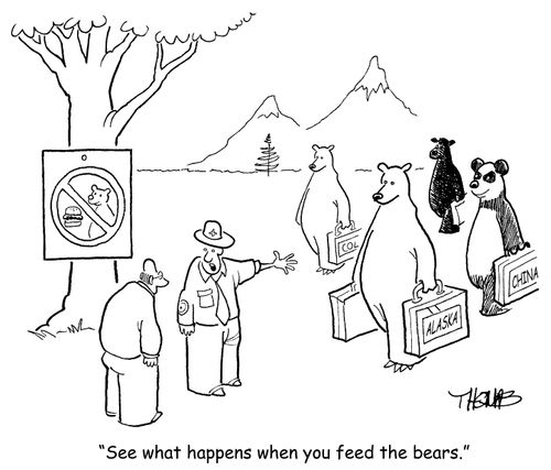 'See what happens when you feed the bears.'