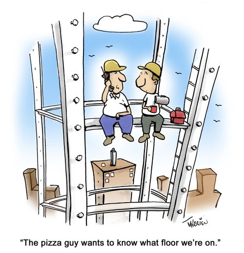 'The pizza guy wants to know what floor we're on.'