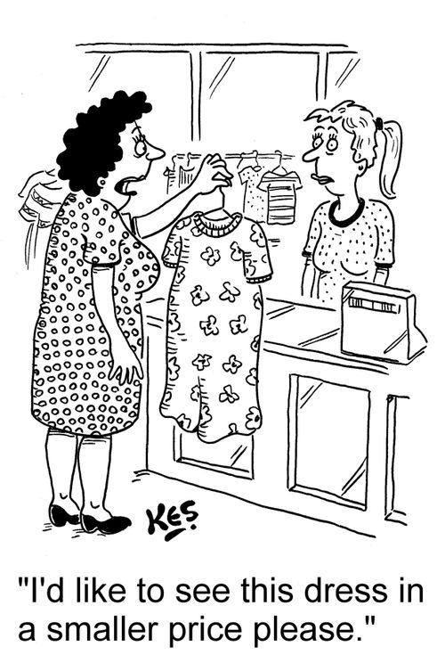 'I'd like to see this dress in a smaller price please.'