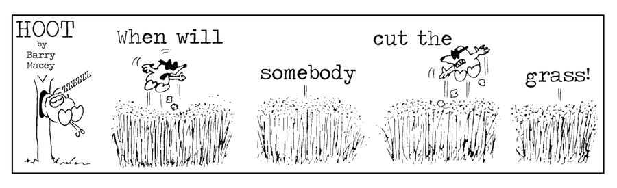 "When will somebody cut the grass?"