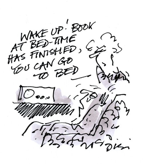 Wake up! Book at bedtime has finished, you can go to bed.