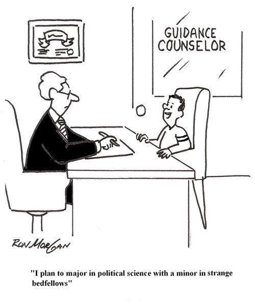 'I plan to major in political science with a minor in strange bedfellows,'