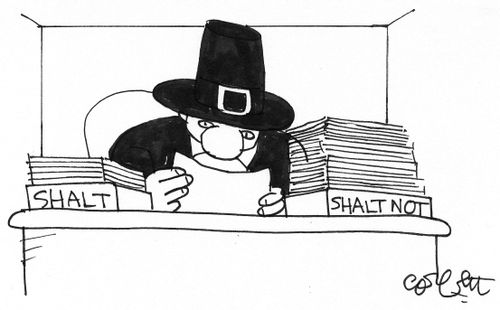 Pilgrim's work boxes: 'shalt..shalt not'