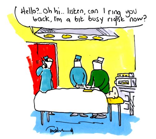 'Hello? ... oh hi... listen, can I ring you back, I'm a bit busy right now?'