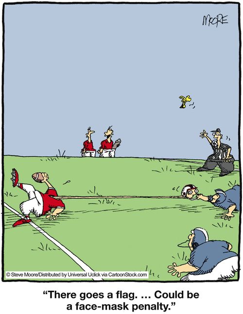 'There goes a flag... could be a face-mask penalty.'
