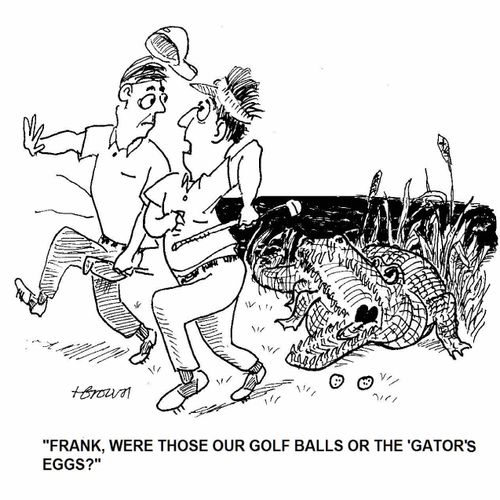 'Frank, were those our golf balls or the 'gator's eggs?'