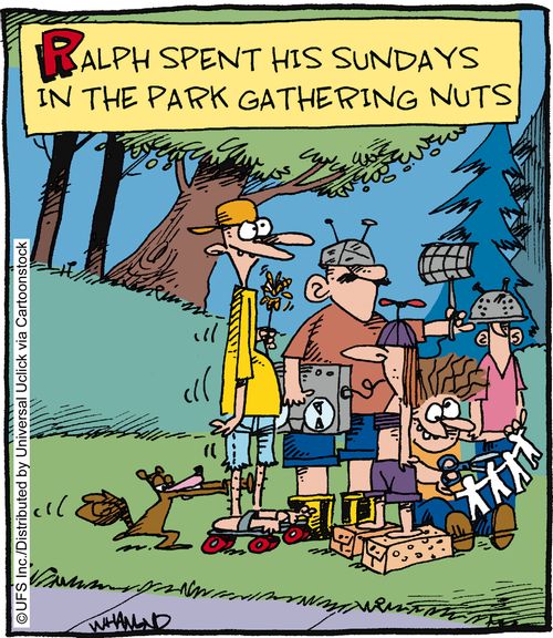 Ralph spent his Sundays in the park gathering nuts.