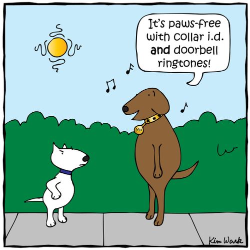'It's paws-free with collar i.d. and doorbell ringtones!'