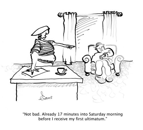 'Not bad. Already 17 minutes into Saturday morning before I receive my first ultimatum.'
