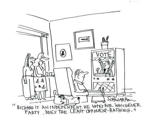 'Richard is an independent. He votes for whichever party does the least opponent-bashing.'