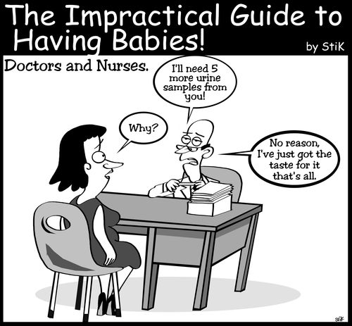 Doctor has the taste for patients urine samples.