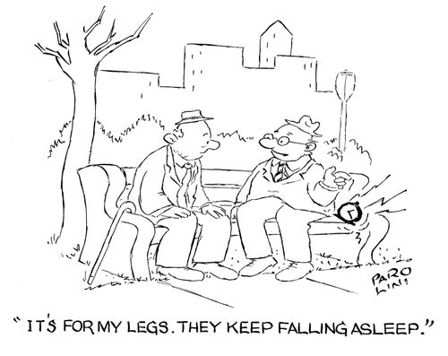 'It's for my legs. They keep falling asleep.'