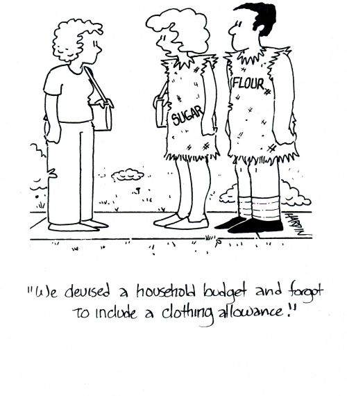 'We devised a household budget and forgot to include a clothing allowance.'