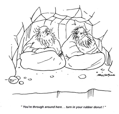 'You're through around here.. turn in your rubber donut!'
