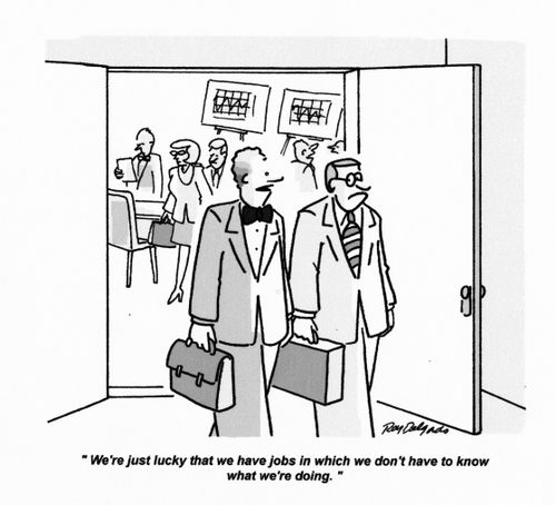 'We're just lucky that we have jobs in which we don't have to know what we're doing.'