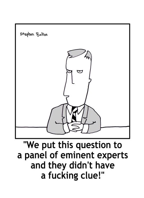 'We put this question to a panel of eminent experts and they didn't have a fucking clue!'