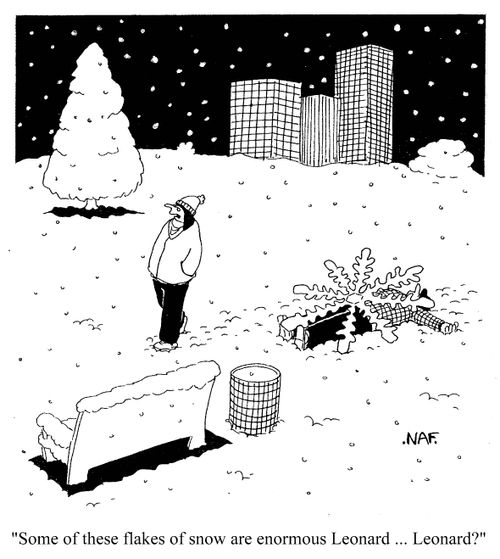 'Some of these flakes of snow are enormous Leonard...Leonard?'