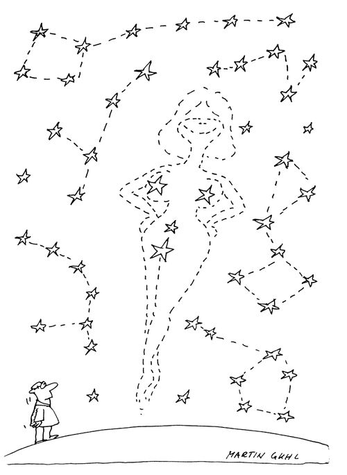 Man seeing a naked woman in the stars