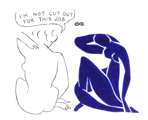 'I'm not cut out for this job' (Matisse sketch to cut out paper model)