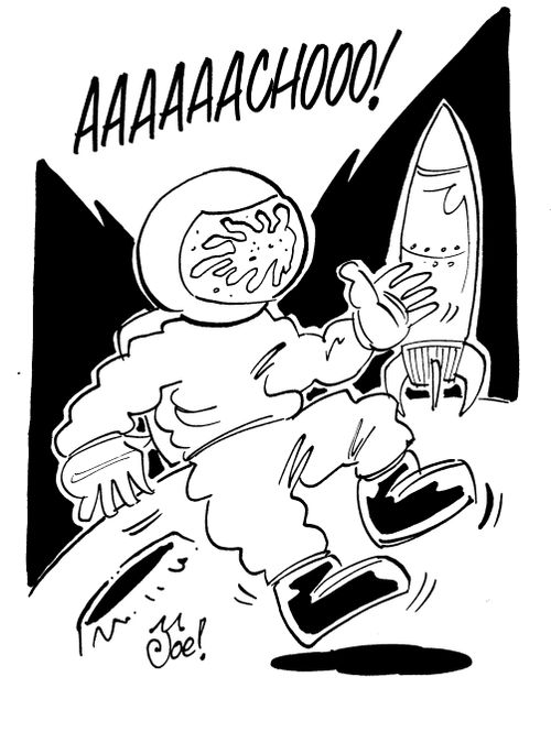 Astronaut sneezing.